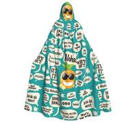 WSHFFILO hawaiian slogans printed Adult Hooded Cloak Hooded Poncho Party Decoration cape