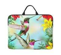 WSHFFILO Hummingbirds Red Flower Hibiscus printed 14in Laptop Case Portable Laptop Bag Laptop Organiser