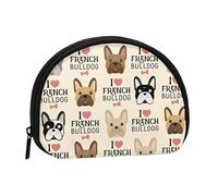 WSHFFILO I Love French Bulldog Printed Shell Storage Bag Mini Coin Organiser