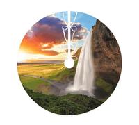 WSHFFILO Iceland Waterfall River Field Sunset printed Christmas tree skirt Christmas Tree Skirt Base Cover