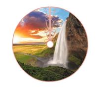WSHFFILO Iceland Waterfall River Field Sunset printed Christmas tree skirt Christmas Tree Skirt Base Cover