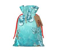 WSHFFILO Light Blue Butterfly printed Bag Jute Drawstring Gift Bag