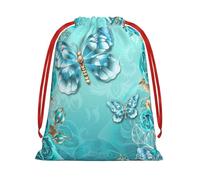 WSHFFILO Light Blue Butterfly printed Drawstring Gift Bag Decoration Gift Wrap Bags