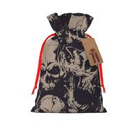WSHFFILO Many Skulls Get Together printed Bag Jute Drawstring Gift Bag