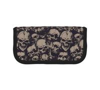 WSHFFILO Many Skulls Get Together Printed Canvas Pen Case Pencil Pouch Portable Stationery Pouch