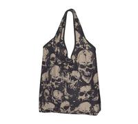 WSHFFILO Many Skulls Get Together printed Portable shopping bag storage bag tote
