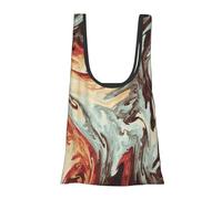 WSHFFILO Marble Mixed Brown printed Fold eco-friendly shopping bag Portable tote storage bag