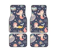 WSHFFILO Mermaid in the Ocean printed Car Floor Mat Set of Four Anti-Slip Car Floor Mats