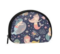 WSHFFILO Mermaid in The Ocean Printed Shell Storage Bag Mini Coin Organiser