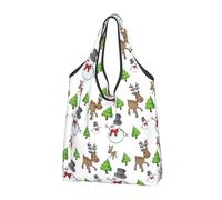 WSHFFILO Merry Christmas Happy printed Portable shopping bag storage bag tote