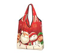 WSHFFILO Merry Christmas printed Portable shopping bag storage bag tote