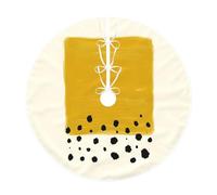 WSHFFILO Mustard Yellow and Black printed Christmas tree skirt Christmas Tree Skirt Base Cover