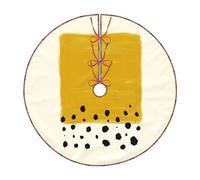 WSHFFILO Mustard Yellow and Black printed Christmas tree skirt Christmas Tree Skirt Base Cover