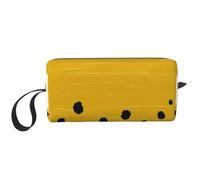 WSHFFILO Mustard Yellow and Black Printed Receive Bag Pencil Case Small Makeup Bag