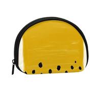 WSHFFILO Mustard Yellow and Black Printed Shell Storage Bag Mini Coin Organiser
