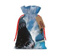 WSHFFILO Ocean Shark printed Bag Jute Drawstring Gift Bag