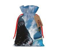 WSHFFILO Ocean Shark printed Bag Jute Drawstring Gift Bag