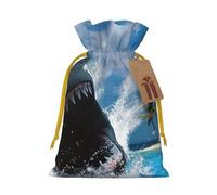 WSHFFILO Ocean Shark printed Bag Jute Drawstring Gift Bag
