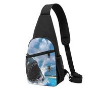 WSHFFILO Ocean Shark printed Chest pack Sling Backpack Portable chest bag