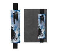 WSHFFILO Ocean Shark Printed Leather Pen Holder Bookmark Pencil Case