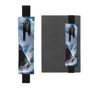 WSHFFILO Ocean Shark Printed Leather Pen Holder Bookmark Pencil Case