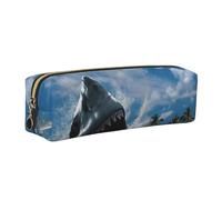 WSHFFILO Ocean Shark Printed Leather Pencil Case Pencil Pouch