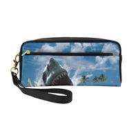 WSHFFILO Ocean Shark Printed Pencil Case Small Makeup Bag Portable Stationery Pouch