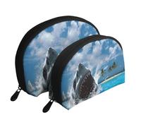 WSHFFILO Ocean Shark Printed Portable Bags Clutch Pouch Makeup Bag