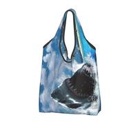 WSHFFILO Ocean Shark printed Portable shopping bag storage bag tote