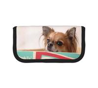 WSHFFILO Papillon in The Box Printed Canvas Pen Case Pencil Pouch Portable Stationery Pouch