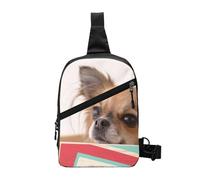 WSHFFILO Papillon in the box printed Chest package Sling Backpack