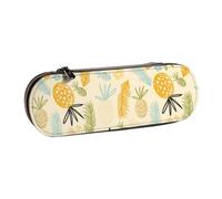 WSHFFILO Pineapple Pattern Printed Leather Pencil Case Portable Stationery Pouch