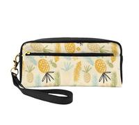 WSHFFILO Pineapple Pattern Printed Pencil Case Small Makeup Bag Portable Stationery Pouch