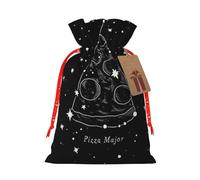 WSHFFILO Pizza Constellation printed Gift wrapping bag Jute Drawstring Gift Bag