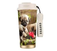 WSHFFILO puppys Pug Printed 316 Stainless Steel Coffee Cup Portable Insulated Mug