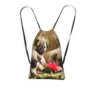 WSHFFILO puppys pug printed Storage bag with a drawstring backpack Drawstring strap pack Gym Bag