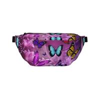 WSHFFILO Purple Butterflies Printed Crossbody Waist Pack Casual Chest Bag