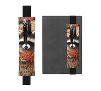 WSHFFILO Raccoon in The Fall Tree Hole Printed Leather Pen Holder Bookmark Pencil Case