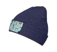 WSHFFILO Raining Cats & Dogs printed Knitted Hat Fashionable brimless cap Warm beanies