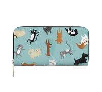 WSHFFILO Raining Cats & Dogs Printed Leather Hand Wallet Long Clutch Leather Wallet