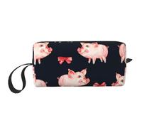 WSHFFILO Red Cute Piggy Printed Receive Bag Pencil Case Small Makeup Bag