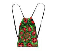 WSHFFILO Red Ladybug printed Storage bag with a drawstring backpack Drawstring strap pack Gym Bag
