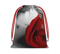 WSHFFILO Red Rose printed Drawstring Gift Bag Decoration Gift Wrap Bags