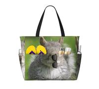 WSHFFILO Red Squirrel printed Large Capacity Beach Travel Bag Shoulder Bag