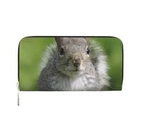 WSHFFILO Red Squirrel Printed Leather Hand Wallet Long Clutch Leather Wallet