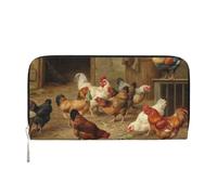 WSHFFILO Roast Chicken Hen Farm Printed Leather Hand Wallet Long Clutch Leather Wallet