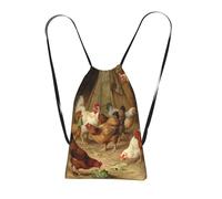 WSHFFILO Roast Chicken Hen Farm printed Storage bag with a drawstring backpack Drawstring strap pack Gym Bag