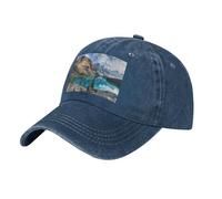 WSHFFILO Rocky Mountains Printed Casquette Adjustable Washed Cowboy Baseball Cap Sports Cap Navy Blue