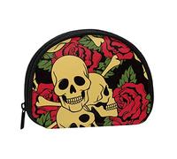 WSHFFILO Rose and Skull Printed Shell Storage Bag Mini Coin Organiser