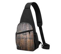 WSHFFILO Rustic Stall Wooden Door printed Chest pack Sling Backpack Portable chest bag